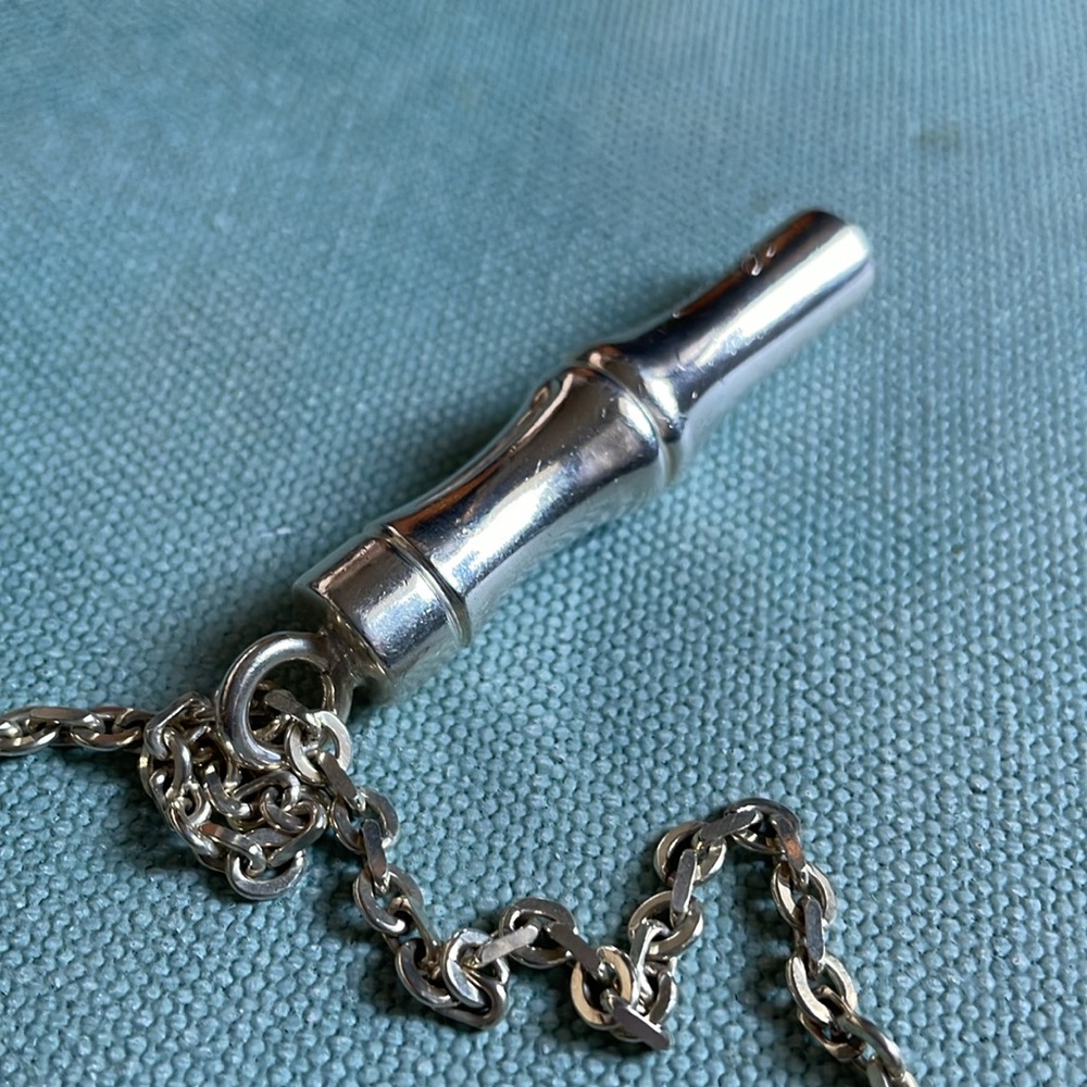 Authentic Gucci Silver Bamboo Pendant with Chain - Picture 16 of 16